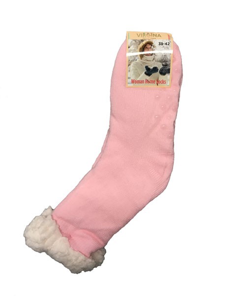 Výrobky z ovčej vlny - Spacie ponožky jednofarebné ružové