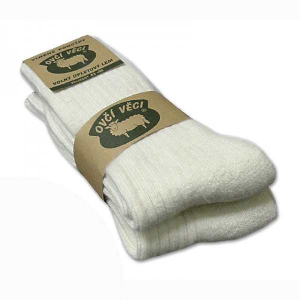 Výrobky z ovčej vlny - Ponožky z ovčej vlny biele