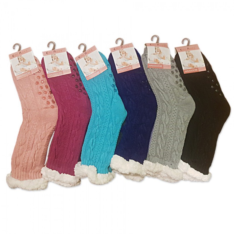 Výrobky z ovčej vlny - Ponožky spacie pletené tmavo ružové