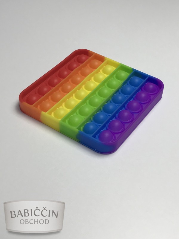 Masážne pomôcky a ortézy - POP IT antistresová hračka štvorec rainbow